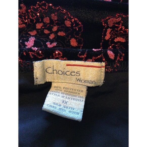 Vintage 90s Y2K Choices Woman Floral Velvet Skirt Size 1X Whimsigoth - Picture 5 of 8